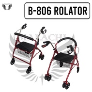 Malachi B-806 Adjustable Adult Medical Walker Rollator with Seat and Wheels (Red)