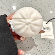 3D White Bun Shape Airpods Pro2 Case Airpods 4/4(ANC) Shockproof 3D Soft Silicone Earphone Cover For