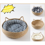 Free Shipping Rattan Cat Bed Four Seasons Woven Cat Bed Poodle Dog Bed Pet Pad Toy Ball Cat Bed&**&