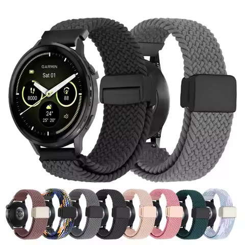 20/22mm Magnetic Watch Strap For Garmin Venu 4 3 2 Nylon Band Replace Bracelet For Forerunner 570 26