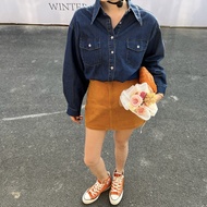 Injune Dream นุ่ม Fufu เดนิม เสื้อ หลากหลาย ทันสมัย สไตล์เกาหลี แขนยาว ผ้าฝ้าย เสื้อเดินทางสีบริสุทธ