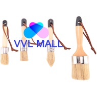 【VVL】-4 PCS Small Round Oval Brush Chalk Paint Brush with Natural Bristles for Painting or Waxing