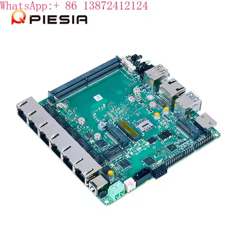 Piesia 6 Lan Port Pfsense Firewall Motherboard Intel 12th Gen N150 N100 N305 1*DDR5 16GB POE 2Com Em