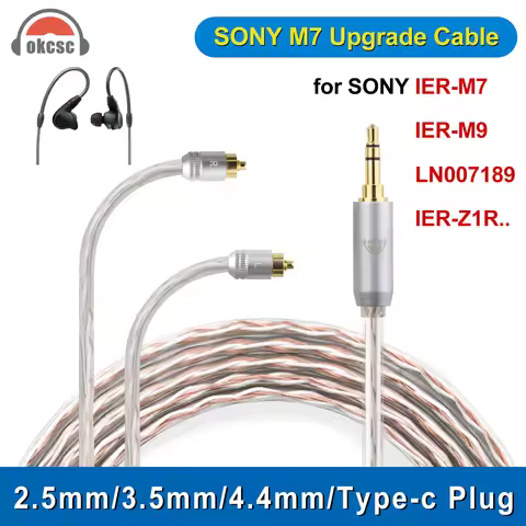 OKCSC Standard Balanced Earphone Cable for SONY IER-M7 IER-M9 IER-Z1R LN007189 with 2.5mm/3.5mm/4.4m