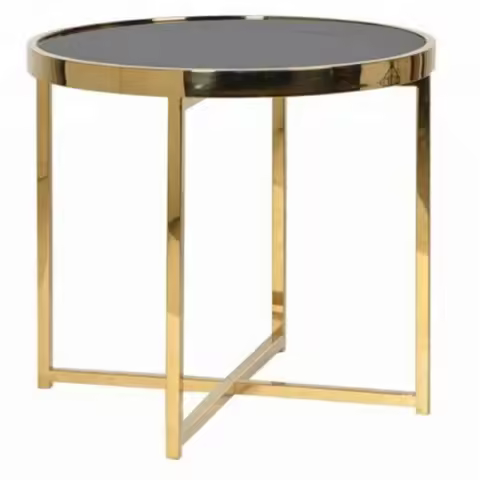 Coffee Table,Round Gold Finish Glass Top Bed Side Table For Living Room,glass Side Table,glass Coffe