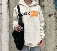 【new clothing】🇰🇷韓國XNXX Hub 刷毛帽t 謎片網站 老司機 厚磅 落肩 寬鬆 情侶 帽t 大尺碼 刷毛