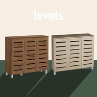 [Preorder ETA Oct] VHIVE Vegas 3 Door 90cm Shoe Cabinet - 3 Ventilation Doors 4 Tiers Walnut Rack St