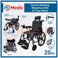 [SOWELL] 18" Seat Self / Attendant-Propelled Reclinable Electric Wheelchair with Detachable Headrest &amp; Cushions