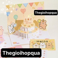 3D Birthday Card, 3D Birthday greeting Card, Happy Birthday 3D Card - Cute 3D Birthday gift Card