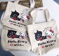 日本 Ne-net NYA X Sanrio Hello Kitty 米白色帆布 手挽袋