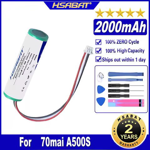 HSABAT 2000mAh Battery for 70mai Smart Dash Cam Pro A500S PRO A500 A800 Midrive D02 Car Video Record