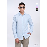 KEMEJA MANZONE - Men's Long Sleeve Dobby Shirt Ami 5 Slim Fit - Blue