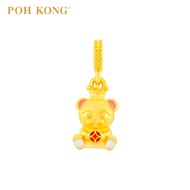 POH KONG 916/22K Yellow Gold Ancient Coin Bear With Enamel Pendant