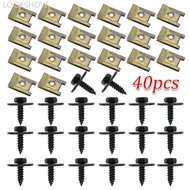 LOOKSHOW 40Pcs Car Fender Bumper Cross Head Screws Chassis Engine Guard Metal Nut/Screw Washers U-sh