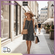 Women's Spaghetti Straps Mini Dress, Casual Sundress Flowy Floral Boho Outfit