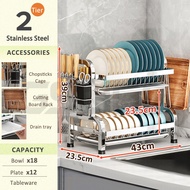 GSlife 2/3 Layers Dish Rack Stainless Steel Dish Drainer Rack Kitchen Rack Storage Rack