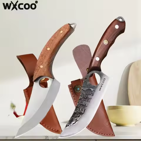 WXCOO Professional Kitchen Boning Knife Wooden Handle BBQ Knives Meat Eating Knife Butcher Knife Ham