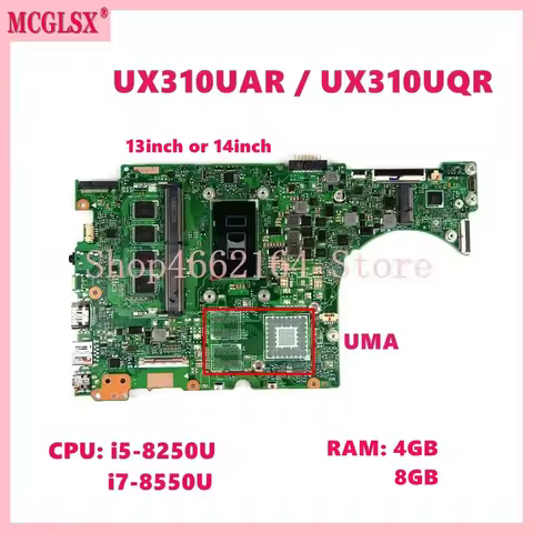 UX310UAR i5 i7-8th Gen CPU 4GB-RAM Mainboard For ASUS RX310U UX310U UX310UQR/UFR UX410UAR UX410UFR R