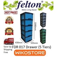 Hot Sales 🔥🔥🔥 [ Wikostore website RM11.40 Shipping Only ]  Felton FDR017(L) / FDR488(S) Durable 5 Tiers Drawer