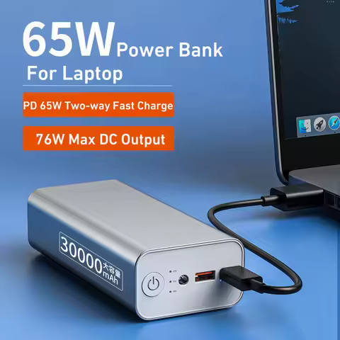 30000mAh Power Bank Fast Charging with 76W DC PD 65W For Laptop iPhone Huawei Xiaomi Samsung Powerba