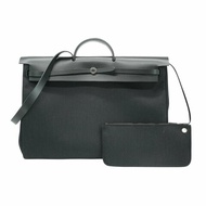 Hermes 展示品 Herbag Zip 50 銀釦帆布手提肩背包(黑)