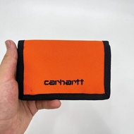 Carhartt กระเป๋าสตางค์ผู้ชายพับได้กระเป๋าเงินแฟชั่นเกาหลีกระเป๋าสตางค์ทรงสั้นมีซิปกระเป๋าใส่เหรียญที