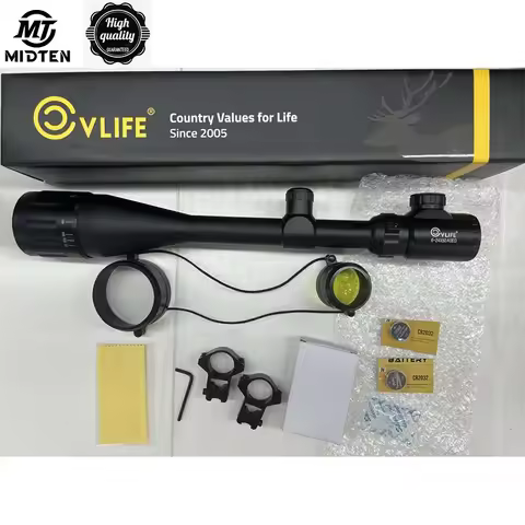 Hunting Optical Rifle Scope 6-24x50 AOE Red Green Illuminated Scope with 11mm Dovetail Rings