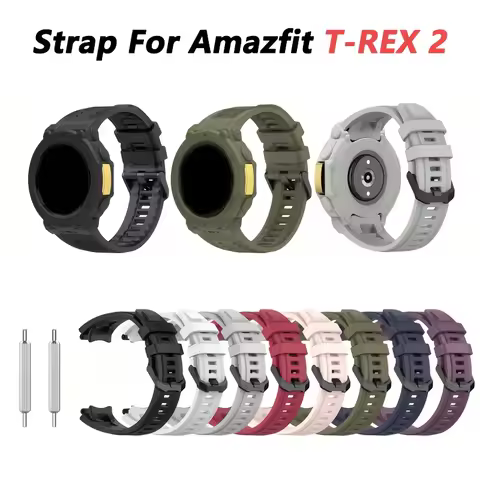 Silicone Strap for Amazfit T-Rex 2 Replacement for Man Adjustable Sport Strap with Removal Tool for 