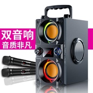 New Bluetooth Speaker High-Power Double Speaker Four 3D Surround Home Karaoke with Microphone Speaker Super Dynamic Bass Boost Power Amplifier Integrated Impact Portable Outdoor Portable Audio Colorful Light