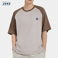 ZEKE A0038 Men's T-shirt Embroidered Logo Raglan Sleeve T-shirt Lelaki Short Sleeve Baju