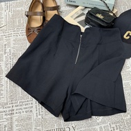 Shorts Bigsize Women's High Waist Zipper Satin Fabric Stand Wrinkle-Free Form Wide Leg Q24