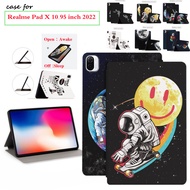 Cute Cartoon Pattern Astronaut Case Tablet Case For Realme Pad X 10.95 inch 2022 Flip PU Leather Sta