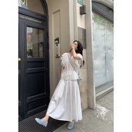 Du Yan เวอร์ชันเกาหลีฤดูร้อนทรงหลวมบางเฉียบกระโปรงบานใหญ่สไตล์วันหยุดริมทะเลกระโปรงมีจีบชุดเต้นลีลาศ