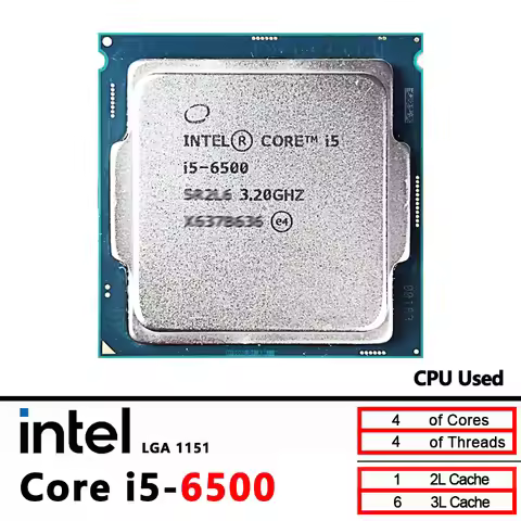 Intel i5 6500 Core i5-6500 Used 3.2 GHz Quad-Core Quad-Thread 65W 6M CPU LGA 1151