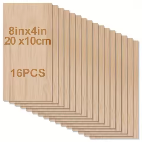 4/8/16 Pieces Wood, 8 x 4 Inch / 20*10 cm - 2mm Thick Unfinished Wood Boards, Blank Wood Cutouts for
