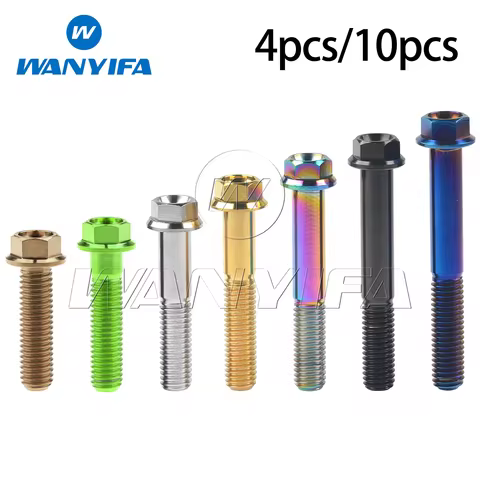 Wanyifa 4/10pcs Titanium Flange Hex Small Head Motorcycle Bolt M8 x15 20 25 30 35 40 45 55 60 65mm P