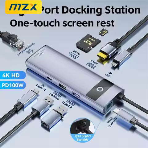 MZX 8 in 1 USB C Docking Station Aluminum Alloy 3.0 2.0 4K HDMI-Compatible PD100W Multiport Type 3 0