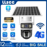 LLSEE V380 8MP 4K Dual Lens Solar Camera 4G SIM Card Wireless CCTV Outdoor Waterproof WIFI Connectio