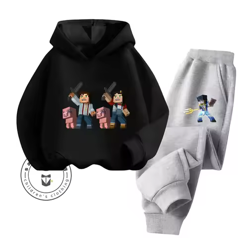 Minecraft Cartoon Printed Hoodie Set Fashion 2D 2025 For Kids Teens Boys Girls Casual Hot Sale Autum