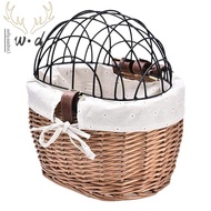 ✢ﺴCat Dog Bicycle Front Handlebar Basket Pets Seat Handwoven Wicker MTB Road Bike Pet Carrier