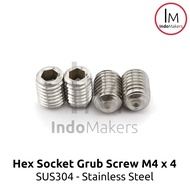 Hex Socket Grub Screw / Baut Tanam Stainless M4 x 4