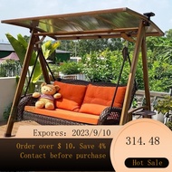 🌈Swing Outdoor Courtyard Outdoor Double Rocking Chair Iron Adult Rattan Chair Balcony Swing Cast Aluminum Hanging Basket