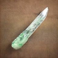 金絲陽綠玻璃種翡翠屠龍寶刀 | 天然緬甸玉A貨翡翠 | 送禮