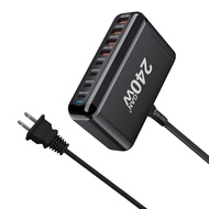 แท่นชาร์จเดสก์ทอป GaN 240W พร้อมพอร์ตข้อมูลที่ส่งออกแบบหลายพอร์ต4C4A ที่ชาร์จความเร็วสูง GaN พร้อมขา