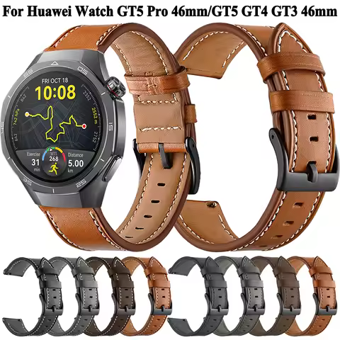 22mm Soft Synthetic Leather Strap For Huawei Watch GT 5 GT5 Pro 46mm Watchband For Huawei Watch 4 Pr