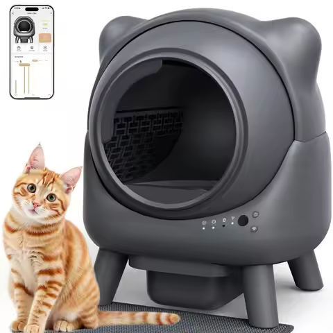 Els-pet Automatic Litter Box Odor Control Robot, Cat Ears Design, 65L APP Real-Time Monitor, Safety 