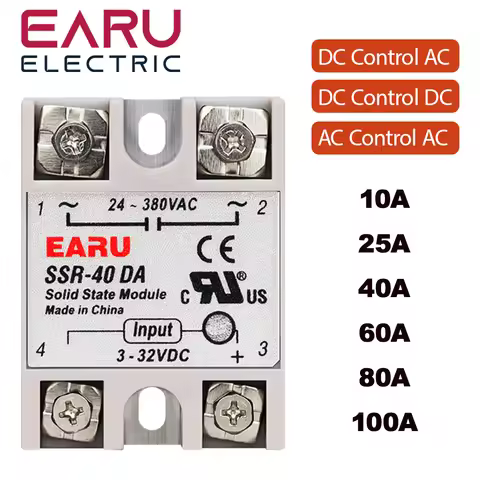 SSR-25DA SSR-40DA SSR-40AA SSR-40DD SSR 10A 25A 40A 60A 80A 100A DD DA AA Solid State Relay Module f