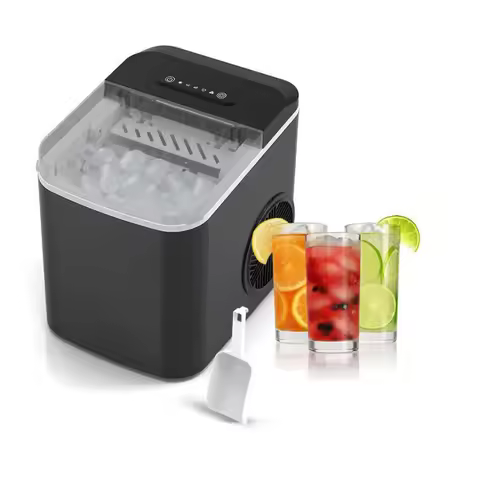12Kg/24H Portable Ice Maker Self-Cleaning Countertop Ice Machine 2 Sizes Bullet Ice Cubes for Home K