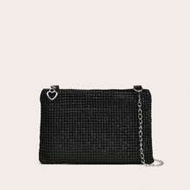 Lightweight, Business Casual Rhinestone Decor Bucket Bag Mini Drawstring Design, Clear Bag Faux Pear