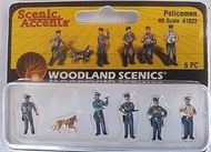 Woodland Scenics A1822 US Police Officer Police Dog Figures Track H0 HO 1:87 Policemen